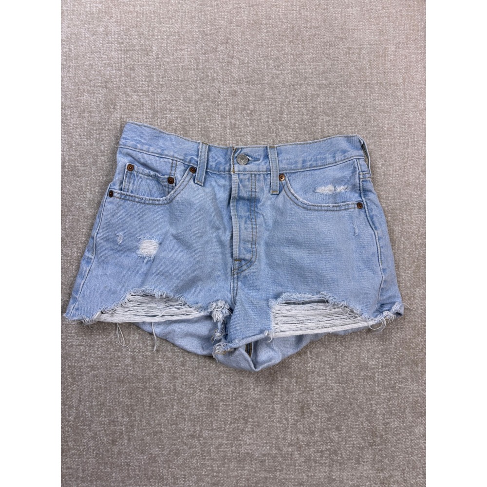 Levis 501 Original Distressed Denim Shorts Light Wash W27 56327-0250